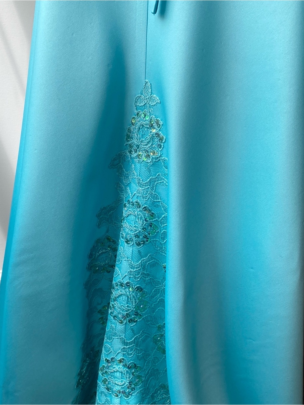 Vintage Y2k 90s Aqua Beaded Fairy Halter Prom Dress - sz 10 - Picture 10 of 15
